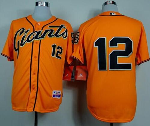 Giants #12 Joe Panik Orange Alternate Cool Base Stitched MLB Jersey - Click Image to Close